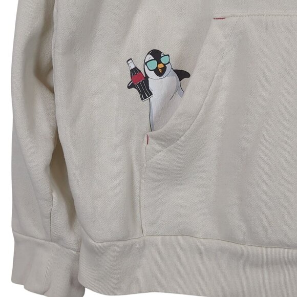 Coca-Cola Hoodie White Sweatshirt Large‎ Penguin Tropical Polar Bear - Picture 3 of 16